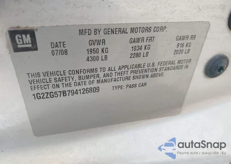 2009 Pontiac G6 из США, поврежденный, VIN 1G2ZG57B794126809